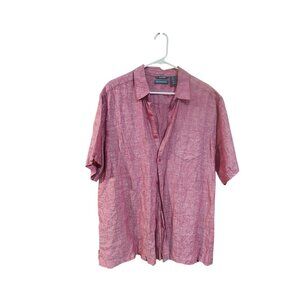 Cubavera Short Sleeve Red Linen Button-Up Shirt Mens XL